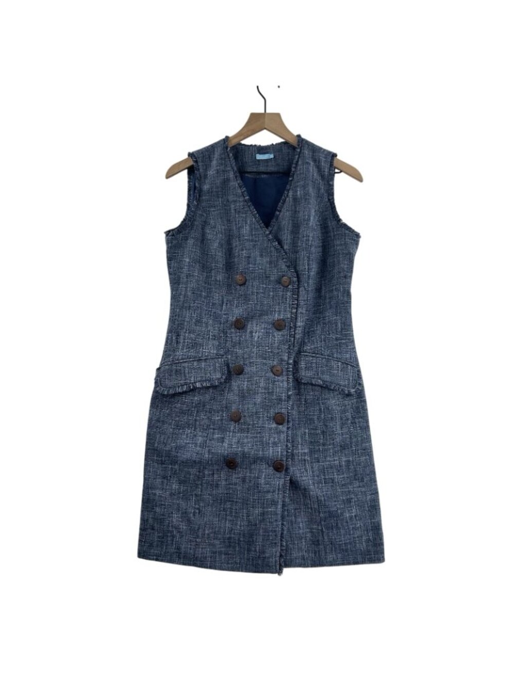 J Mclaughlin Womens Pia Dress Sz 6 Sleeveless Tweed Double Breasted Knee Modest - Picture 3 of 14